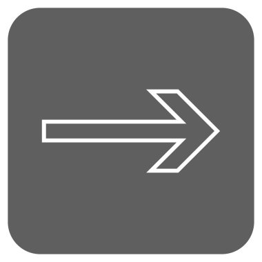 Ok sağ düz vektör simgesi kare