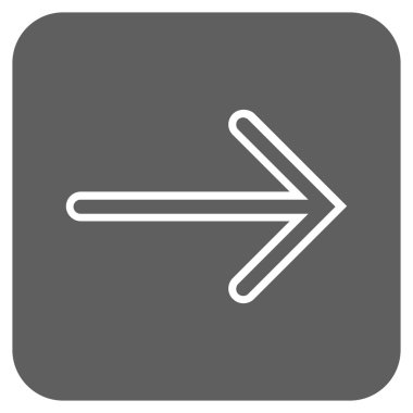 Ok sağ düz vektör simgesi kare