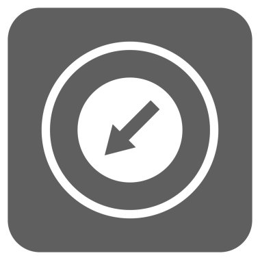 Yuvarlak aşağı sol ok düz kare vektör simgesi