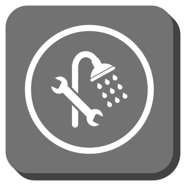 Duş sıhhi tesisat yuvarlak kare vektör simgesi