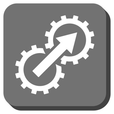 Dişli Tümleştirme yuvarlak kare vektör simgesi