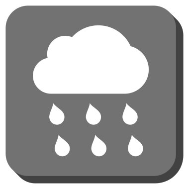 Yağmur bulutu yuvarlak kare vektör simgesi