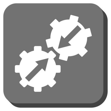 Dişli Tümleştirme yuvarlak kare vektör simgesi