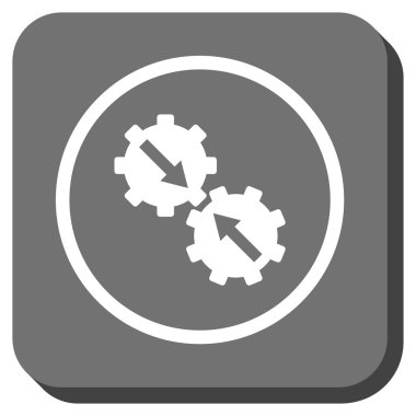 Dişli Tümleştirme yuvarlak kare vektör simgesi