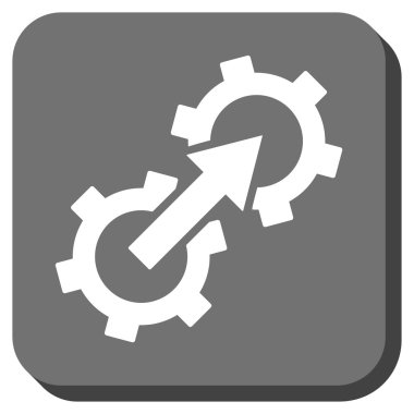 Dişli Tümleştirme yuvarlak kare vektör simgesi