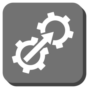 Dişli Tümleştirme yuvarlak kare vektör simgesi