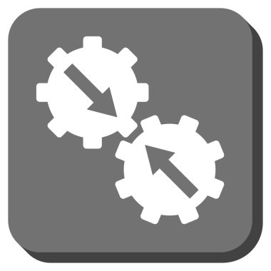 Dişli Tümleştirme yuvarlak kare vektör simgesi