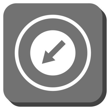 Yuvarlak aşağı sol ok yuvarlak kare vektör simgesi