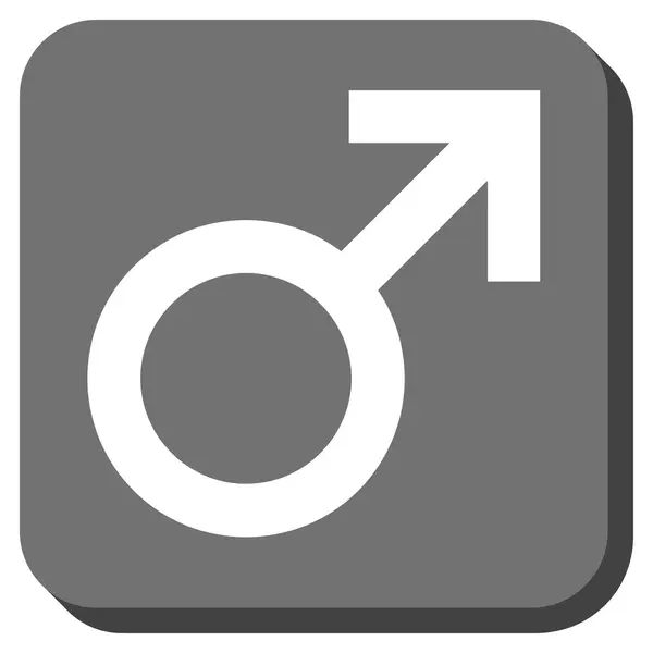 Símbolo masculino arredondado vetor quadrado ícone — Vetor de Stock