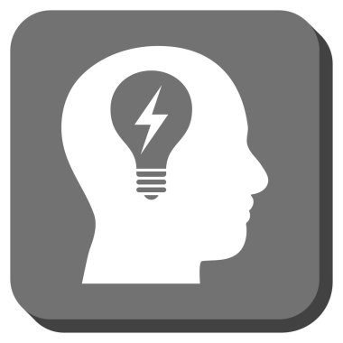 Kafası ampul yuvarlak kare vektör simgesi