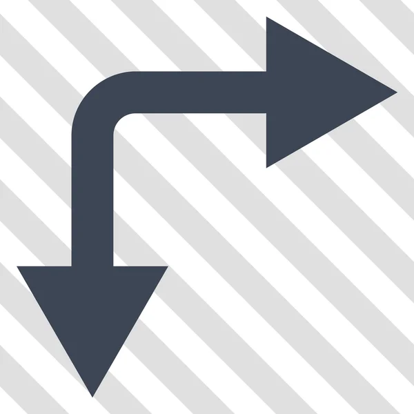 Flecha de bifurcación derecha hacia abajo icono del vector — Vector de stock