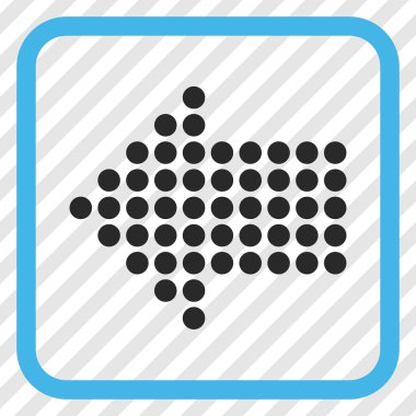 Noktalı ok sol vektör simgesi bir çerçeve içinde