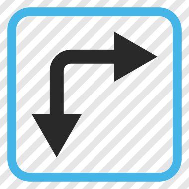 Vektör simgesi bir çerçeve içinde aşağı doğru çatallanma ok