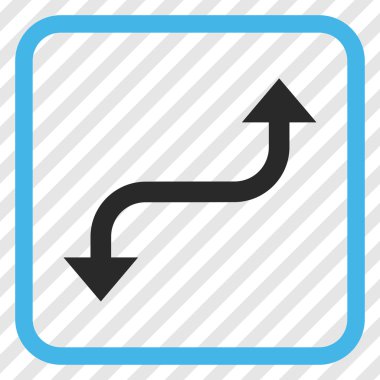 Tam tersi ok vektör simgesi bir çerçeve içinde kavisli