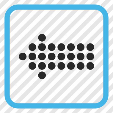 Noktalı ok sol vektör simgesi bir çerçeve içinde