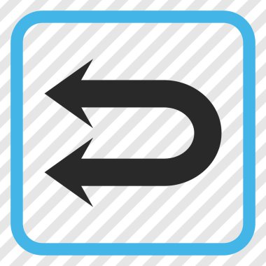 Çift sol ok vektör simgesi bir çerçeve içinde