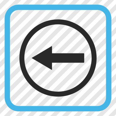 Sol ok vektör simgesi bir çerçeve içinde yuvarlak