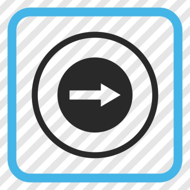 Sağ ok vektör simgesi bir çerçeve içinde yuvarlak