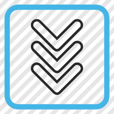 İşaretçi vektör simgesi bir çerçeve içinde aşağı üçlü