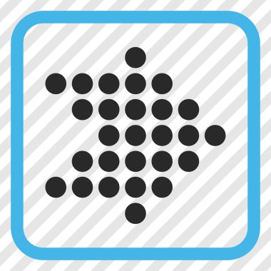 Noktalı ok doğru vektör simgesi bir çerçeve içinde