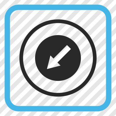 Aşağı sol yuvarlak ok vektör simgesi bir çerçeve içinde