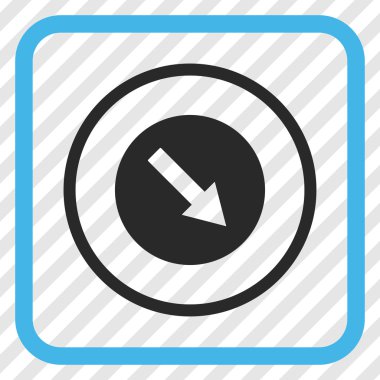 Aşağı doğru yuvarlak ok vektör simgesi bir çerçeve içinde