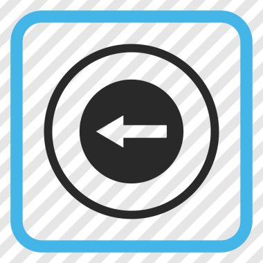 Sol ok vektör simgesi bir çerçeve içinde yuvarlak