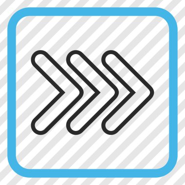 İşaretçi doğru vektör simgesi bir çerçeve içinde üçlü