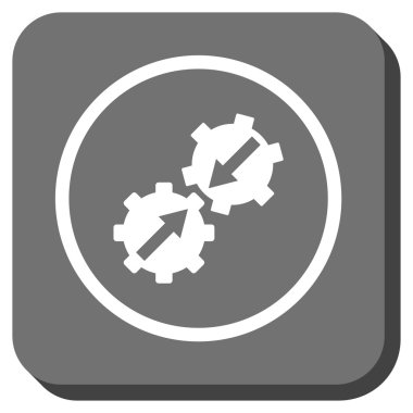 Dişli Tümleştirme yuvarlak kare vektör simgesi