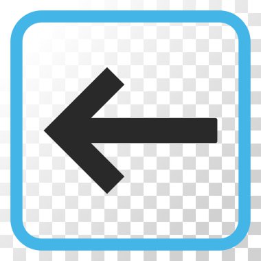 Sol ok vektör simgesi bir çerçeve içinde