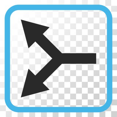 Bifurkasyon ok sol vektör simgesi bir çerçeve içinde