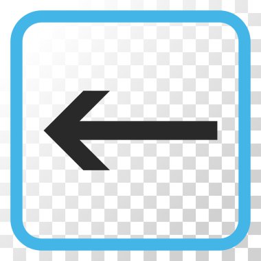 Ok sol vektör simgesi bir çerçeve içinde