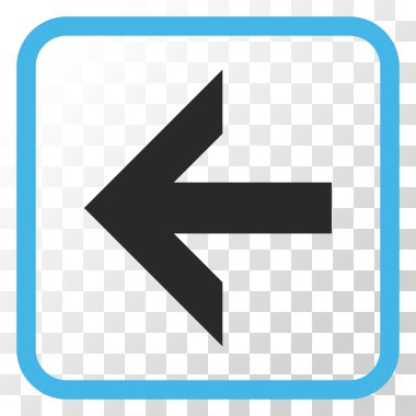 Ok sol vektör simgesi bir çerçeve içinde