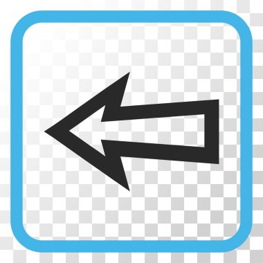 Ok sol vektör simgesi bir çerçeve içinde