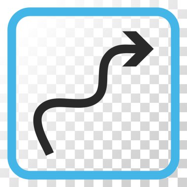 Eğri ok vektör simgesi bir çerçeve içinde