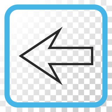 Ok sol vektör simgesi bir çerçeve içinde