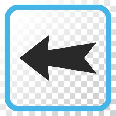 Ok sol vektör simgesi bir çerçeve içinde