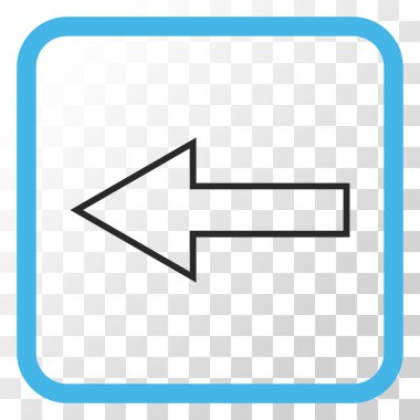 Ok sol vektör simgesi bir çerçeve içinde