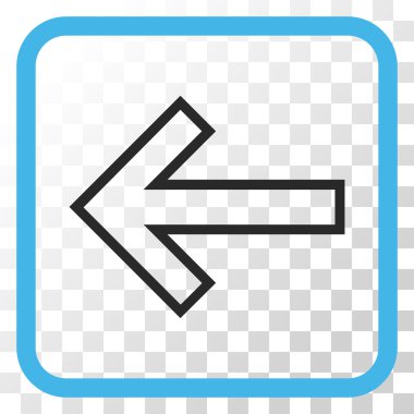 Ok sol vektör simgesi bir çerçeve içinde