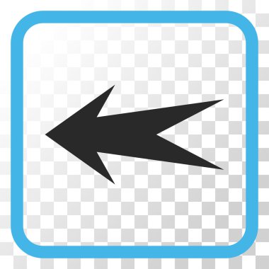 Ok sol vektör simgesi bir çerçeve içinde