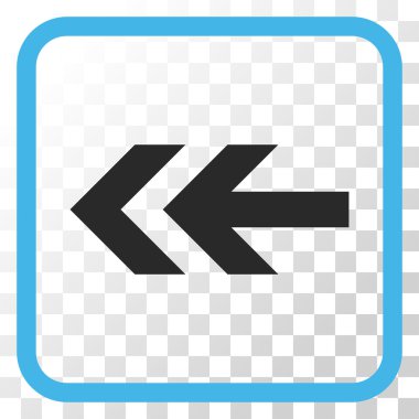 Ok sol vektör simgesi bir çerçeve içinde