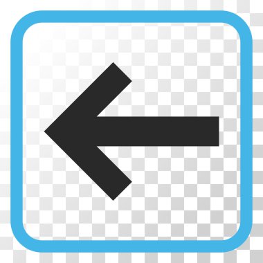 Ok sol vektör simgesi bir çerçeve içinde