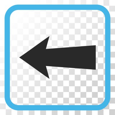 Ok sol vektör simgesi bir çerçeve içinde