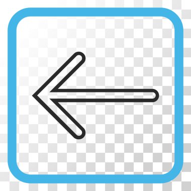 Ok sol vektör simgesi bir çerçeve içinde