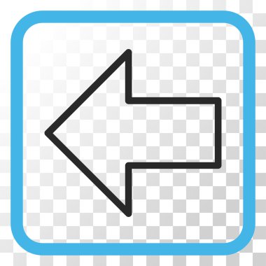 Ok sol vektör simgesi bir çerçeve içinde