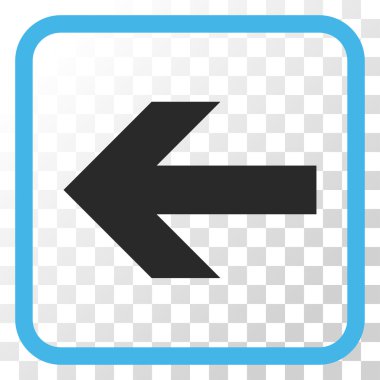 Ok sol vektör simgesi bir çerçeve içinde