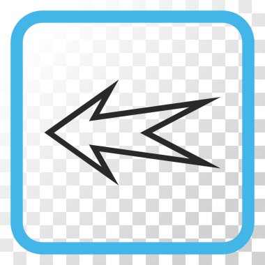 Ok sol vektör simgesi bir çerçeve içinde