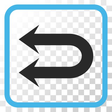 Çift sol ok vektör simgesi bir çerçeve içinde