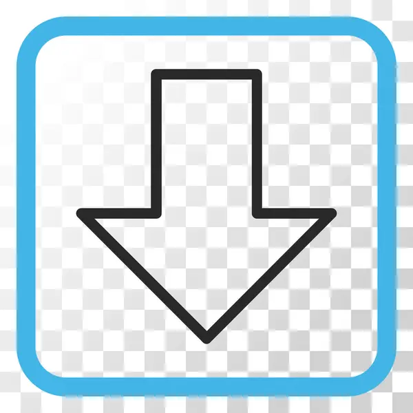 Icono del vector de flecha hacia abajo en un marco — Archivo Imágenes Vectoriales