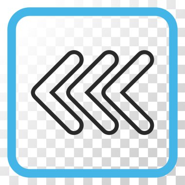 İşaretçi sol vektör simgesi bir çerçeve içinde üçlü